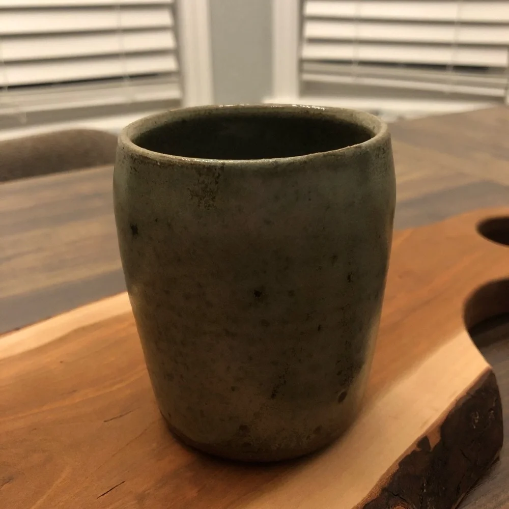 Rustic Green and Brown Ceramic Vase
